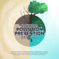 National pollution prevention day background with a clean and polluted earth condition