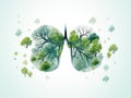 National Pollution Prevention Day With Clean And Polluted Environment Lungs white background AI Generated