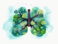 National Pollution Prevention Day With Clean And Polluted Environment Lungs white background AI Generated