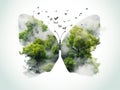 National Pollution Prevention Day With Clean And Polluted Environment Lungs white background AI Generated