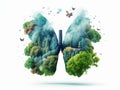 National Pollution Prevention Day With Clean And Polluted Environment Lungs white background AI Generated