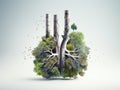 National Pollution Prevention Day With Clean And Polluted Environment Lungs white background AI Generated