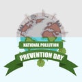 National pollution prevention day design with polluted planet earth Royalty Free Stock Photo