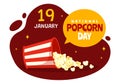 National Popcorn Day Vector Illustration on January 19th with a Big Box Popcorns to Poster or Banner in Flat Cartoon Background