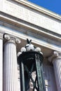 National Postal Museum building facade columns and statue. Royalty Free Stock Photo