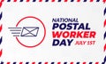 National Postal Worker Day July 1st illustration with on mail envelope background