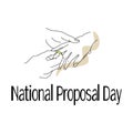 National Proposal Day, outline of hands in the process of putting on the ring, idea for a banner or postcard