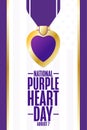 National Purple Heart Day. August 7. Holiday concept. Template for background, banner, card, poster with text