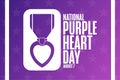 National Purple Heart Day. August 7. Holiday concept. Template for background, banner, card, poster with text Royalty Free Stock Photo