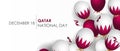 National Qatar day, December 18, Qatar flag, flags, balloons and ribbons, Realistic vector for Qatar day.