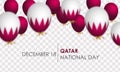 National Qatar day, December 18, Qatar flag, flags, balloons and ribbons, Realistic vector for Qatar day.