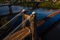 National Road - Historic Wheeling Suspension Bridge - Wheeling, West Virginia Royalty Free Stock Photo