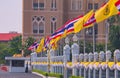 National and royal flags of Thailand flown at the front of the Government House of Thailand, in Bangkok. Royalty Free Stock Photo