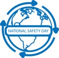 National Safety Day blue vector icon.