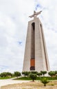 View of National Sanctuary of Christ the King in Lisbon Portugal, touristic place of the city