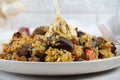 The national Saudi Arabian dish beef kabsa with rice ,western Arabic food