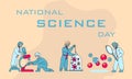 National science Day. Scientist research. Laboratory tests and experiments. Scientific workers study virus pathogens or