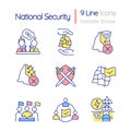 National security RGB color icons set Royalty Free Stock Photo