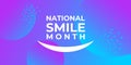 National smile month. Vector web banner, poster, card for social networks and online media. The horizontal composition, the text