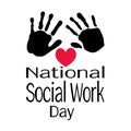 National Social Work Day, Symbolic handprints and red heart, for poster or banner