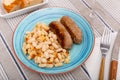 Catalan dish of pork sausage Butifarra and white beans