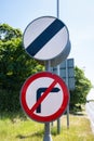 National speed limit and no right turn signs on side of road Thurstaston Wirral May 2020