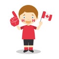 National sport team fan from Canada with flag and glove Vector Illustration