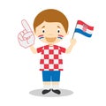 National sport team fan from Croatia with flag and glove Vector Illustration Royalty Free Stock Photo