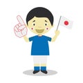 National sport team fan from Japan with flag and glove Vector Illustration