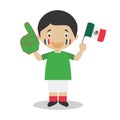 National sport team fan from Mexico with flag and glove Vector Illustration