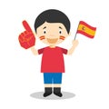 National sport team fan from Spain with flag and glove Vector Illustration Royalty Free Stock Photo