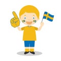 National sport team fan from Sweden with flag and glove Vector Illustration