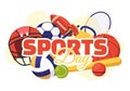 National Sports Day Vector Illustration with Sportsperson from Different Sport in Flat Cartoon Hand Drawn Landing Page Background