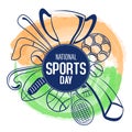 National Sports Day line art vector design