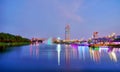 Night View of National Stadium and Olympic Park Multi-Function Broadcasting Tower in Beijing China Royalty Free Stock Photo