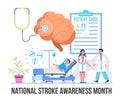 National Stroke awareness month concept vector. Medical event is observed in May. Neurology healthcare, dementia, Alzheimer