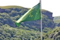 The national symbol of Adygea is a flag with twelve stars and three yellow arrows.