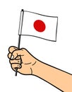 The national symbol of the flag of Japan, isolated on a white background. National flag in hand. Vector illustration Royalty Free Stock Photo