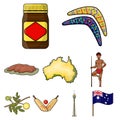 National symbols of australia. Web icon on Australia theme.Australia icon in set collection on cartoon style vector