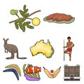 National symbols of australia. Web icon on Australia theme. Australia icon in set collection on cartoon style vector