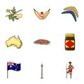 National symbols of australia. Web icon on Australia theme.Australia icon in set collection on cartoon style vector