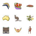 National symbols of australia. Web icon on Australia theme. Australia icon in set collection on cartoon style vector