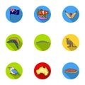 National symbols of australia. Web icon on Australia theme.Australia icon in set collection on flat style vector symbol