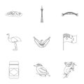National symbols of australia. Web icon on Australia theme.Australia icon in set collection on outline style vector