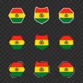 National symbols of Bolivia on a dark transparent background, vector flags of Bolivia