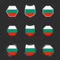 National symbols of Bulgaria on a dark transparent background, vector flags of Bulgaria