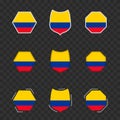 National symbols of Colombia on a dark transparent background, vector flags of Colombia