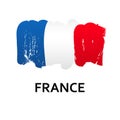 National symbols - flag of France isolated on white background. Hand-drawn illustration. Royalty Free Stock Photo