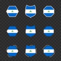 National symbols of Nicaragua on a dark transparent background, vector flags of Nicaragua