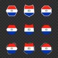 National symbols of Paraguay on a dark transparent background, vector flags of Paraguay